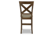 Moriville Grayish Brown Counter Height Dining Table with 4 Barstools, Bench, and Server -  Ashley - Lara Furniture