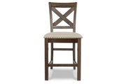 Moriville Beige Counter Height Dining Table and 6 Barstools -  Ashley - Lara Furniture