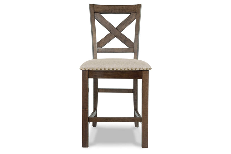 Moriville Beige Counter Height Dining Table and 6 Barstools -  Ashley - Lara Furniture