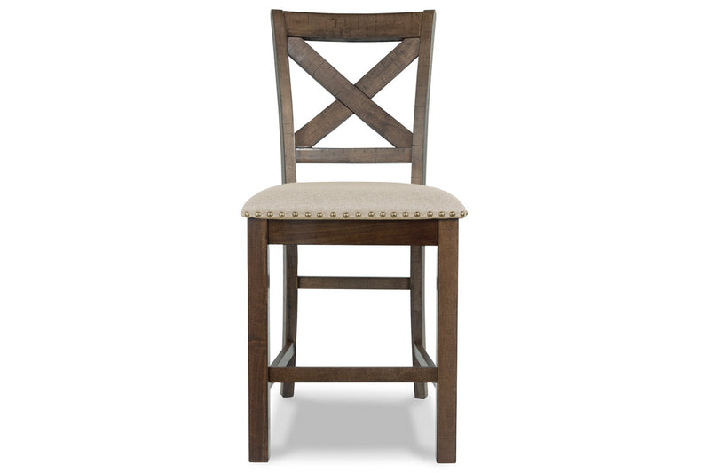 Moriville Grayish Brown Counter Height Dining Table with 4 Barstools and Bench -  Ashley - Lara Furniture