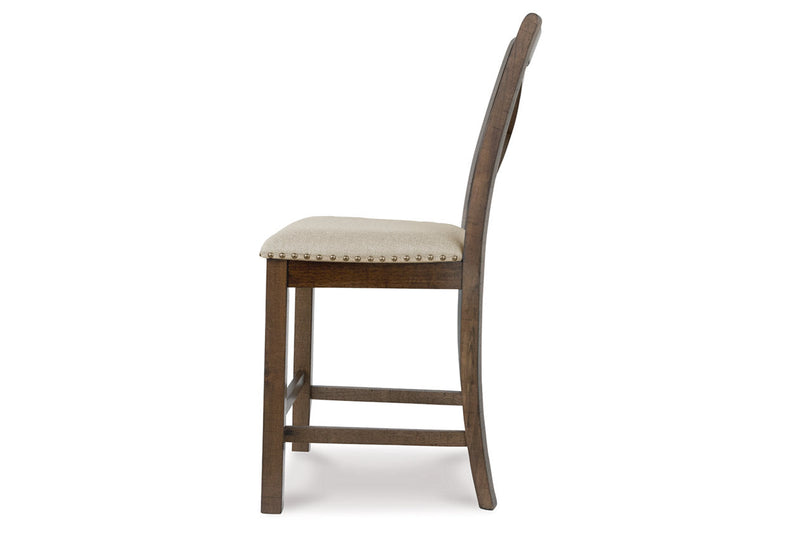 Moriville Beige Counter Height Dining Table and 6 Barstools -  Ashley - Lara Furniture