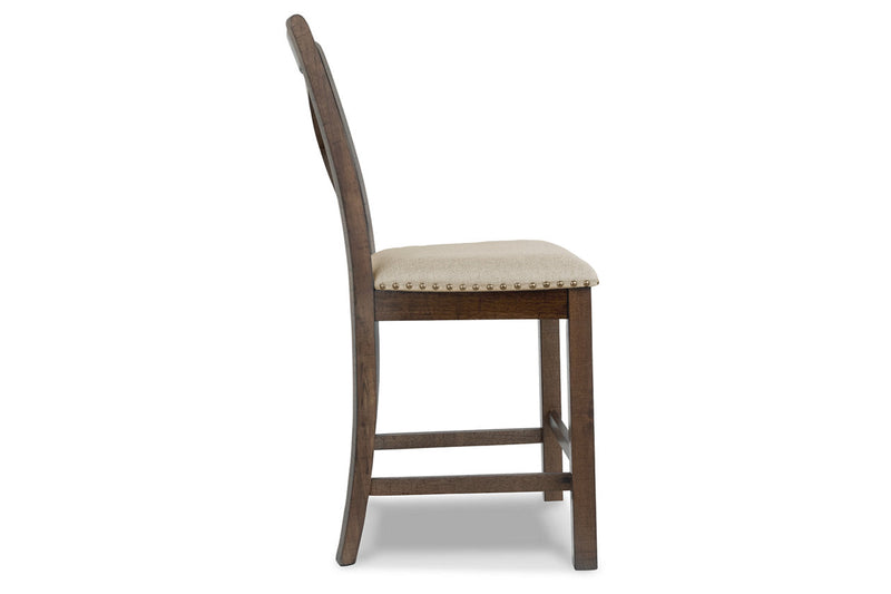 Moriville Beige Counter Height Dining Table and 6 Barstools -  Ashley - Lara Furniture