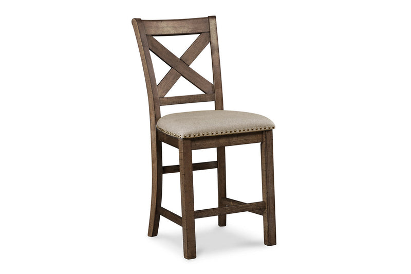 Moriville Grayish Brown Counter Height Dining Table and 4 Barstools -  Ashley - Lara Furniture