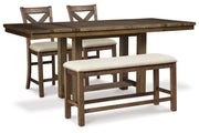 Moriville Beige Counter Height Dining Table and 2 Barstools and Bench -  Ashley - Lara Furniture