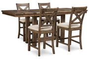 Moriville Grayish Brown Counter Height Dining Table and 4 Barstools -  Ashley - Lara Furniture