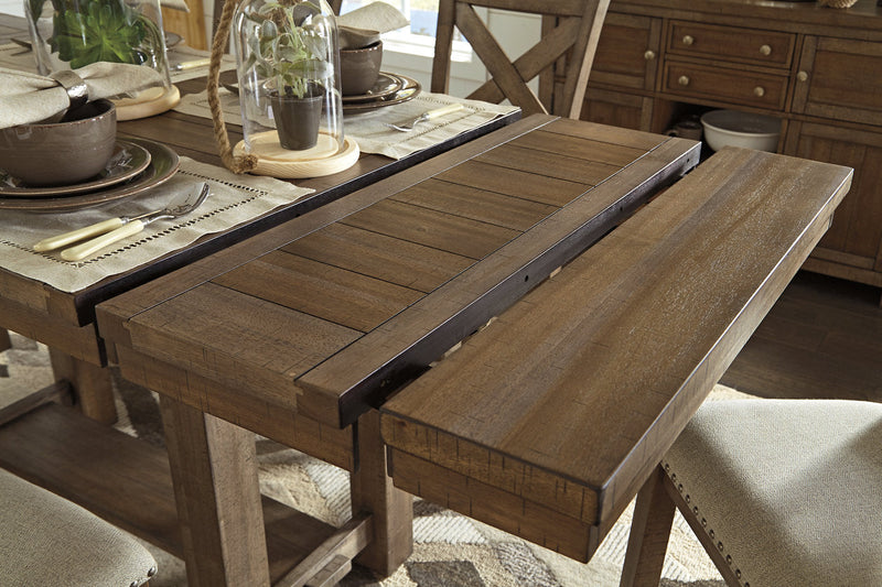 Moriville Grayish Brown Counter Height Dining Table with 4 Barstools and Bench -  Ashley - Lara Furniture