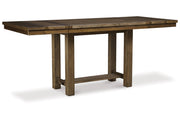 Moriville Beige Counter Height Dining Table and 6 Barstools -  Ashley - Lara Furniture