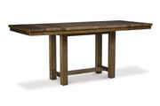 Moriville Grayish Brown Counter Height Dining Table with 4 Barstools and Bench -  Ashley - Lara Furniture