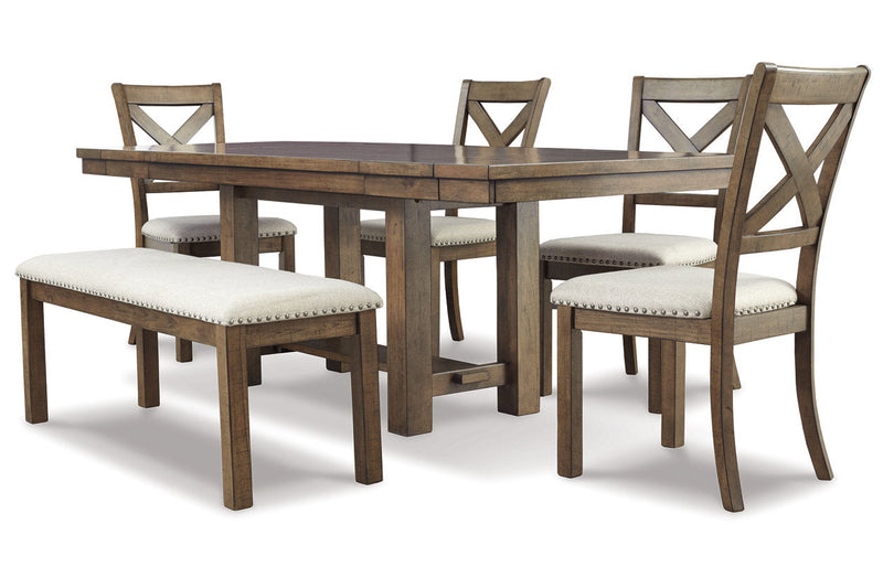 Moriville Beige Dining Table and 4 Chairs and Bench -  Ashley - Lara Furniture