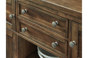 Moriville Grayish Brown Counter Height Dining Table with 4 Barstools, Bench, and Server -  Ashley - Lara Furniture