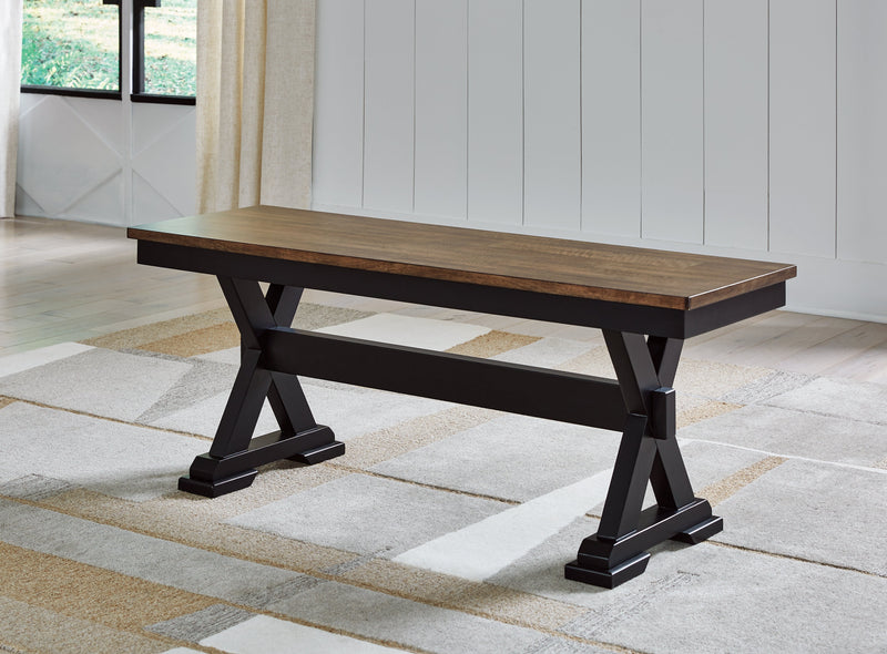 Wildenauer Brown/Black Dining Table with 2 Chairs and Bench from Ashley - Lara Furniture