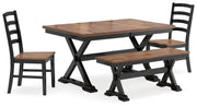 Wildenauer Brown/Black Dining Table with 2 Chairs and Bench from Ashley - Lara Furniture