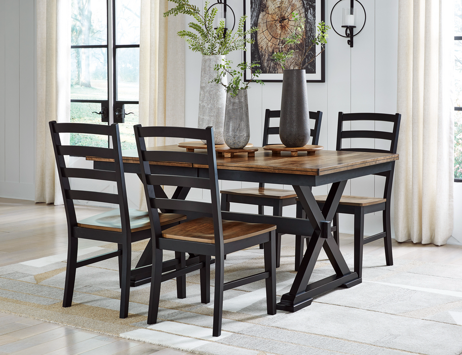 Wildenauer Brown/Black Dining Table and 6 Chairs