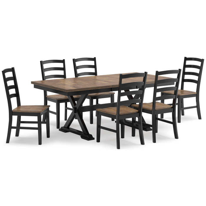 Wildenauer Brown/Black Dining Table and 6 Chairs