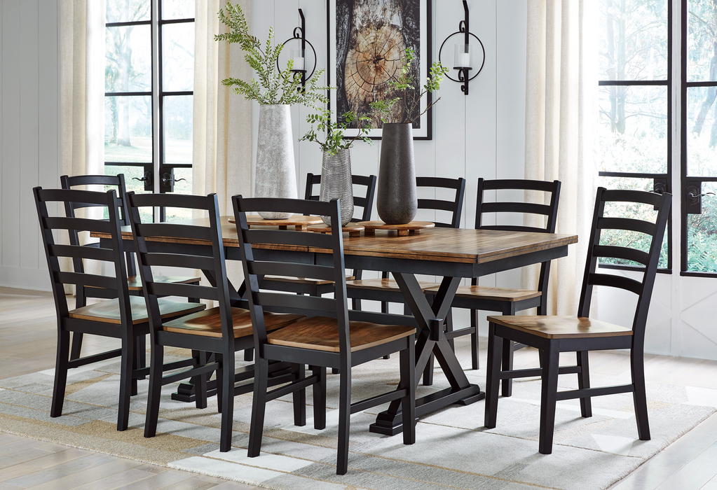Wildenauer Brown/Black Dining Table and 6 Chairs