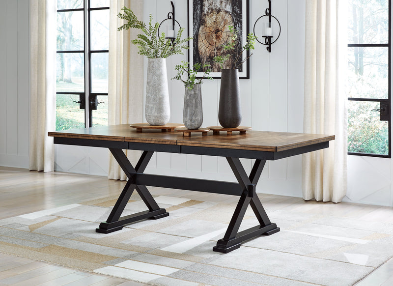 Wildenauer Brown/Black Dining Table with 2 Chairs and Bench from Ashley - Lara Furniture