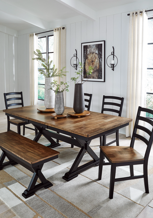 Wildenauer Brown/Black Dining Table and 6 Chairs