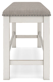 Robbinsdale Antique White Counter Height Extension Dining Table, 6 Barstools and Bench from Ashley - Lara Furniture