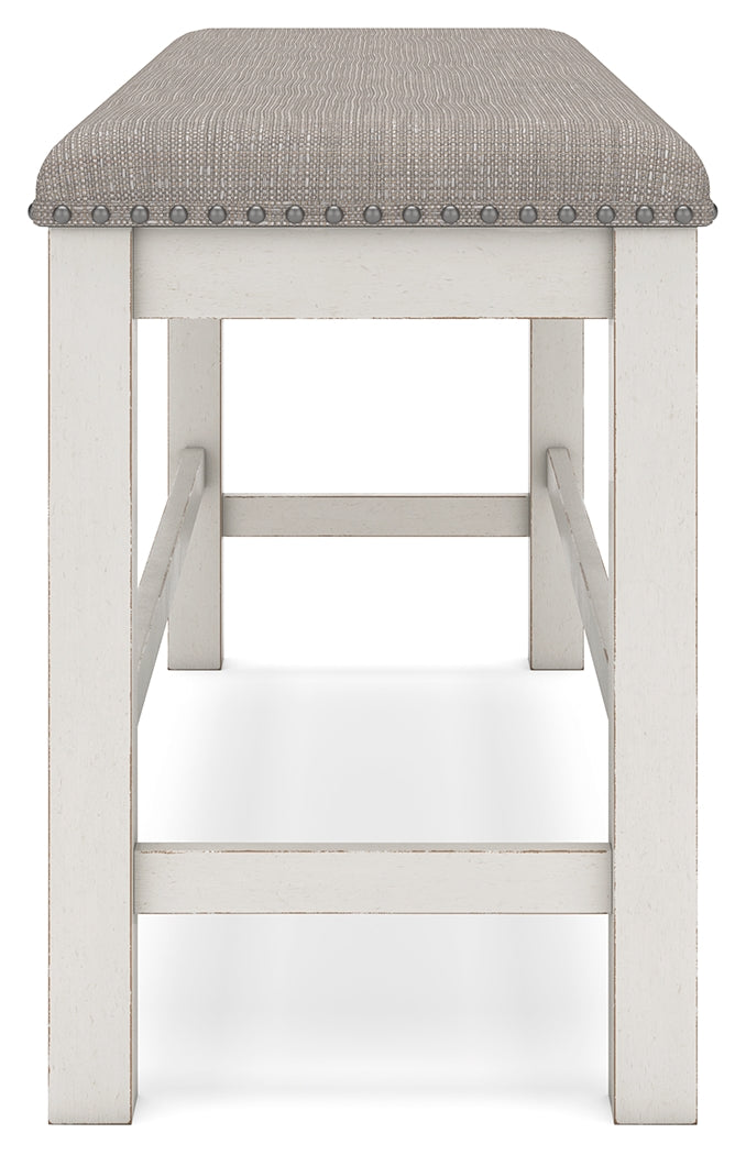 Robbinsdale Antique White Counter Height Dining Table and 6 Barstools and Bench with Storage from Ashley - Lara Furniture