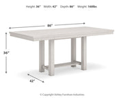 Robbinsdale Antique White Counter Height Extension Dining Table, 6 Barstools and Bench from Ashley - Lara Furniture