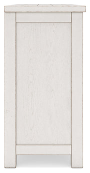 Robbinsdale Antique White Counter Height Dining Table and 6 Barstools and Bench with Storage from Ashley - Lara Furniture