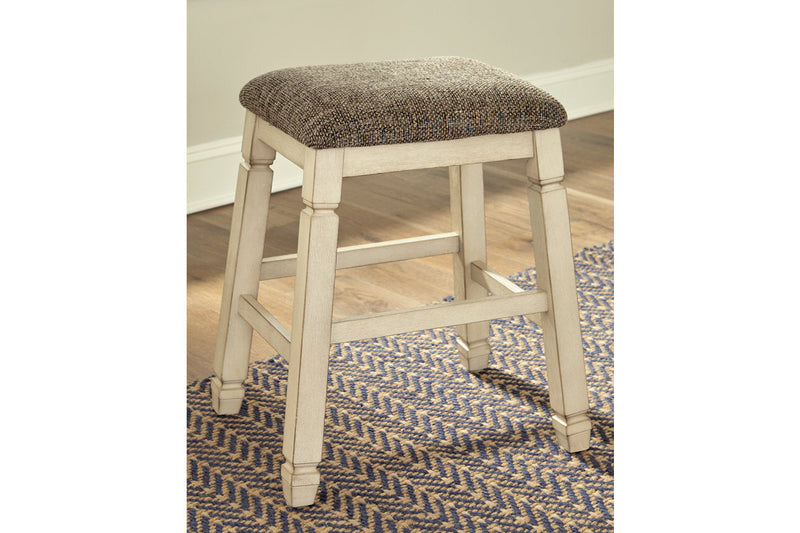 Bolanburg Antique White Counter Height Dining Table, 4 Stools, Bench and 2 Display Cabinets -  Ashley - Lara Furniture