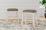 Bolanburg Antique White Counter Height Dining Table, 4 Stools, Bench and 2 Display Cabinets -  Ashley - Lara Furniture