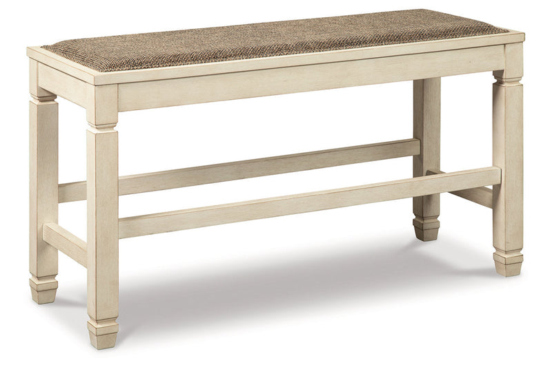 Bolanburg Antique White Counter Height Dining Table, 4 Stools, Bench and 2 Display Cabinets -  Ashley - Lara Furniture