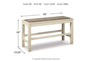 Bolanburg Antique White Counter Height Dining Table, 4 Barstools, Bench and Server -  Ashley - Lara Furniture
