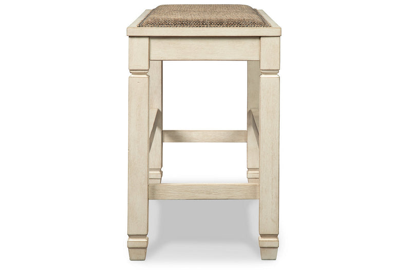 Bolanburg Antique White Counter Height Dining Table, 4 Stools, Bench and 2 Display Cabinets -  Ashley - Lara Furniture