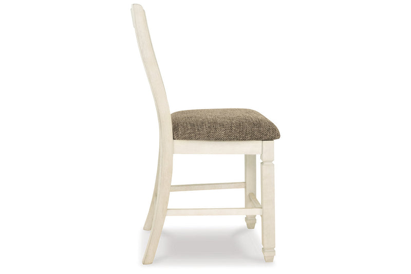 Bolanburg Antique White Counter Height Dining Table, 4 Barstools, Bench and Server -  Ashley - Lara Furniture