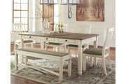Bolanburg Antique White Dining Table with 4 Chairs and Bench -  Ashley - Lara Furniture