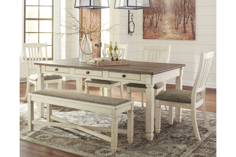 Bolanburg Antique White Dining Table with 4 Chairs and Bench -  Ashley - Lara Furniture
