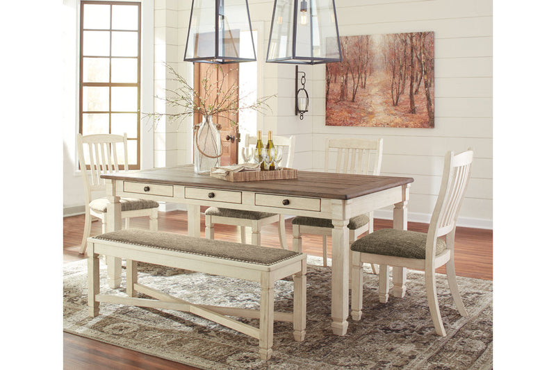 Bolanburg Antique White Dining Table with 4 Chairs and Bench -  Ashley - Lara Furniture
