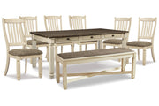 Bolanburg Two-tone Dining Table, 6 Chairs, and Bench -  Ashley - Lara Furniture