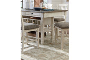 Bolanburg Antique White Counter Height Dining Table, 4 Barstools, Bench and Server -  Ashley - Lara Furniture