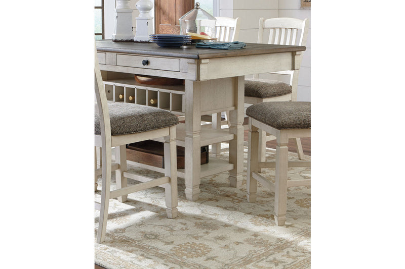 Bolanburg Antique White Counter Height Dining Table, 4 Barstools, Bench and Server -  Ashley - Lara Furniture