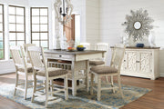 Bolanburg Two-tone Counter Height Dining Table and 6 Barstools with Server -  Ashley - Lara Furniture