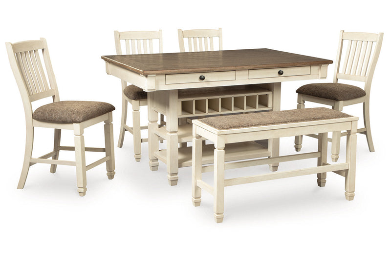 Bolanburg Two-tone Counter Height Dining Table and 4 Barstools and Bench -  Ashley - Lara Furniture