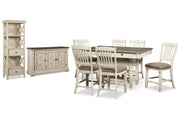 Bolanburg Two-tone Counter Height Table with 6 Barstools, Server and Display Cabinet -  Ashley - Lara Furniture