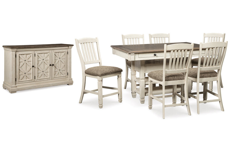 Bolanburg Two-tone Counter Height Dining Table and 6 Barstools with Server -  Ashley - Lara Furniture