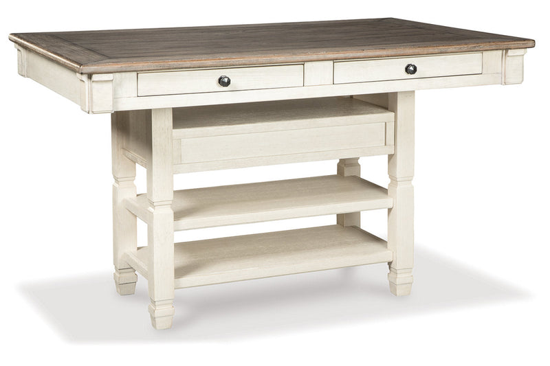 Bolanburg Two-tone Counter Height Table with 6 Barstools, Server and Display Cabinet -  Ashley - Lara Furniture
