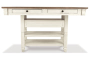 Bolanburg Two-tone Counter Height Table with 6 Barstools, Server and Display Cabinet -  Ashley - Lara Furniture
