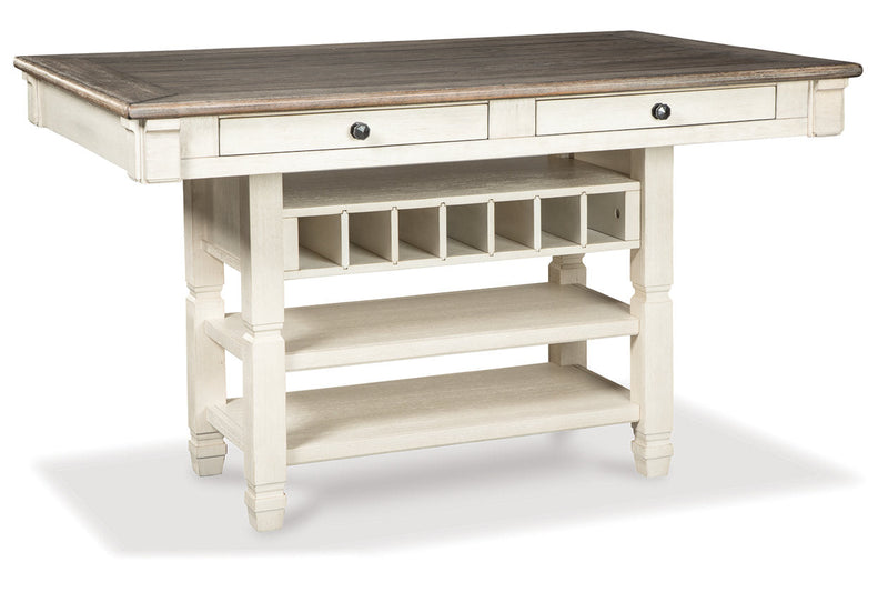 Bolanburg Two-tone Counter Height Table with 6 Barstools, Server and Display Cabinet -  Ashley - Lara Furniture