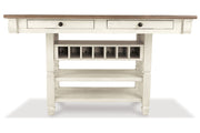 Bolanburg Antique White Counter Height Dining Table, 4 Stools, Bench and 2 Display Cabinets -  Ashley - Lara Furniture