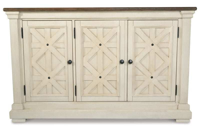 Bolanburg Two-tone Counter Height Table with 6 Barstools, Server and Display Cabinet -  Ashley - Lara Furniture