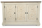 Bolanburg Antique White Counter Height Dining Table, 4 Barstools, Bench and Server -  Ashley - Lara Furniture