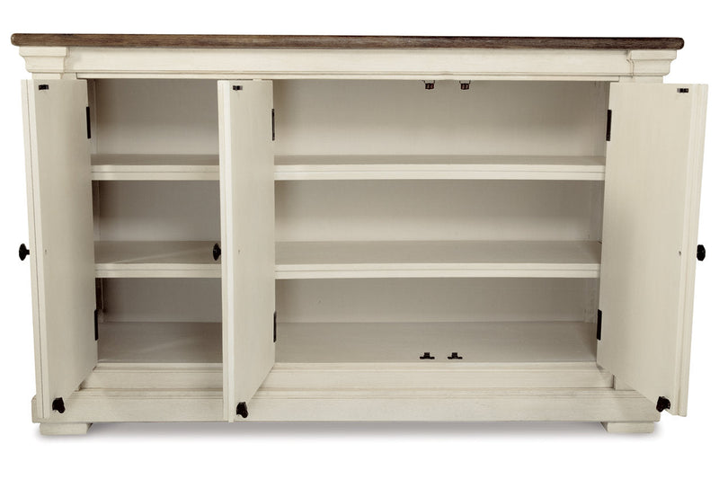 Bolanburg Two-tone Counter Height Table with 6 Barstools, Server and Display Cabinet -  Ashley - Lara Furniture