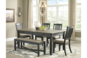 Tyler Creek Black/Gray Dining Table, 4 Chairs and Bench -  Ashley - Lara Furniture