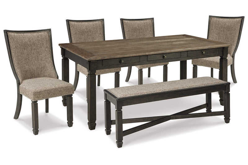 Tyler Creek Black/Grayish Brown Dining Table and 4 Chairs with Bench -  Ashley - Lara Furniture